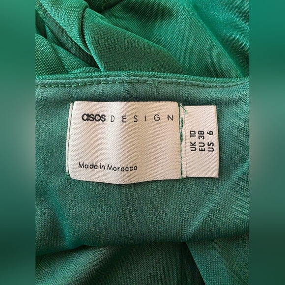 Asos Emerald Green Spaghetti Strap Satiny Corset Evening Dress, Women Size 6 - Picture 7 of 9